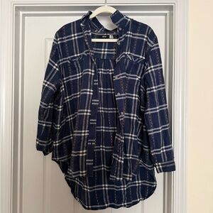 Urban Outfitters BDG Navy Plaid Flannel Button-Up Shirt